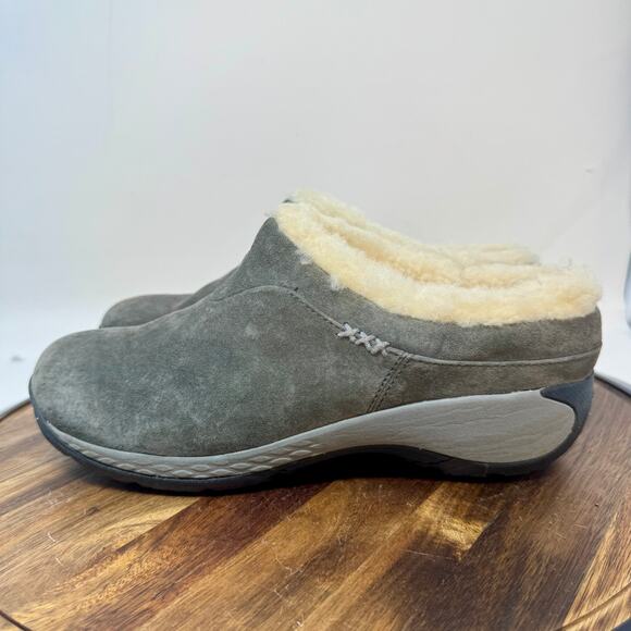 Merrell Falcon Performance Suede Shearling Lined Mule Slip On Grey Women's 10 - Picture 3 of 9